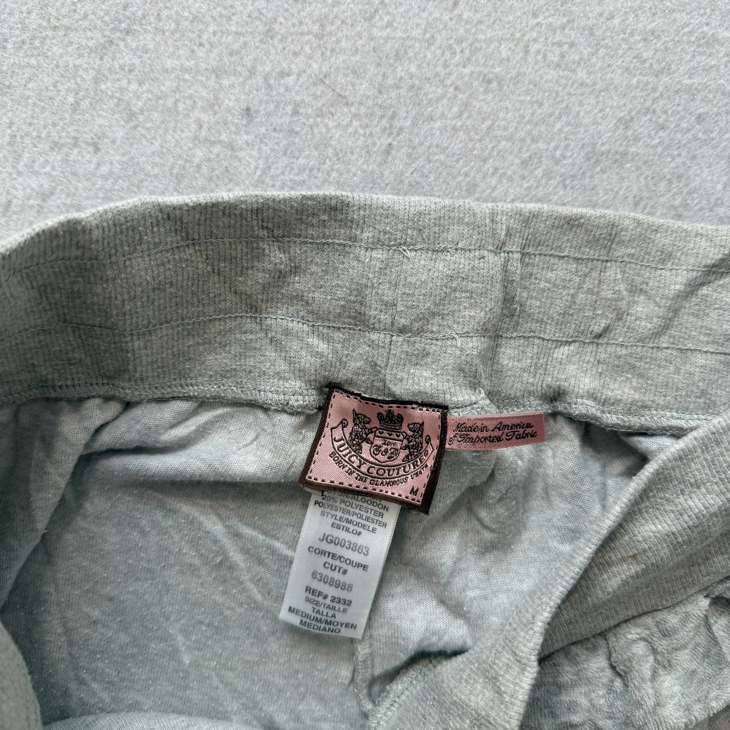 Juicy Couture Heather Gray Velour Tracksuit Set Zip Up Hoodie & Wide Pant Size M