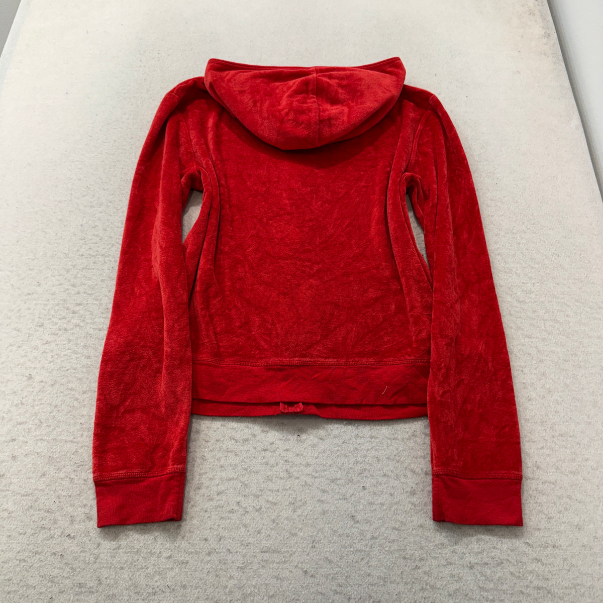 Juicy Couture Women's Red Velour Full Zip Hoodie Loungewear Pockets Y2K Size M