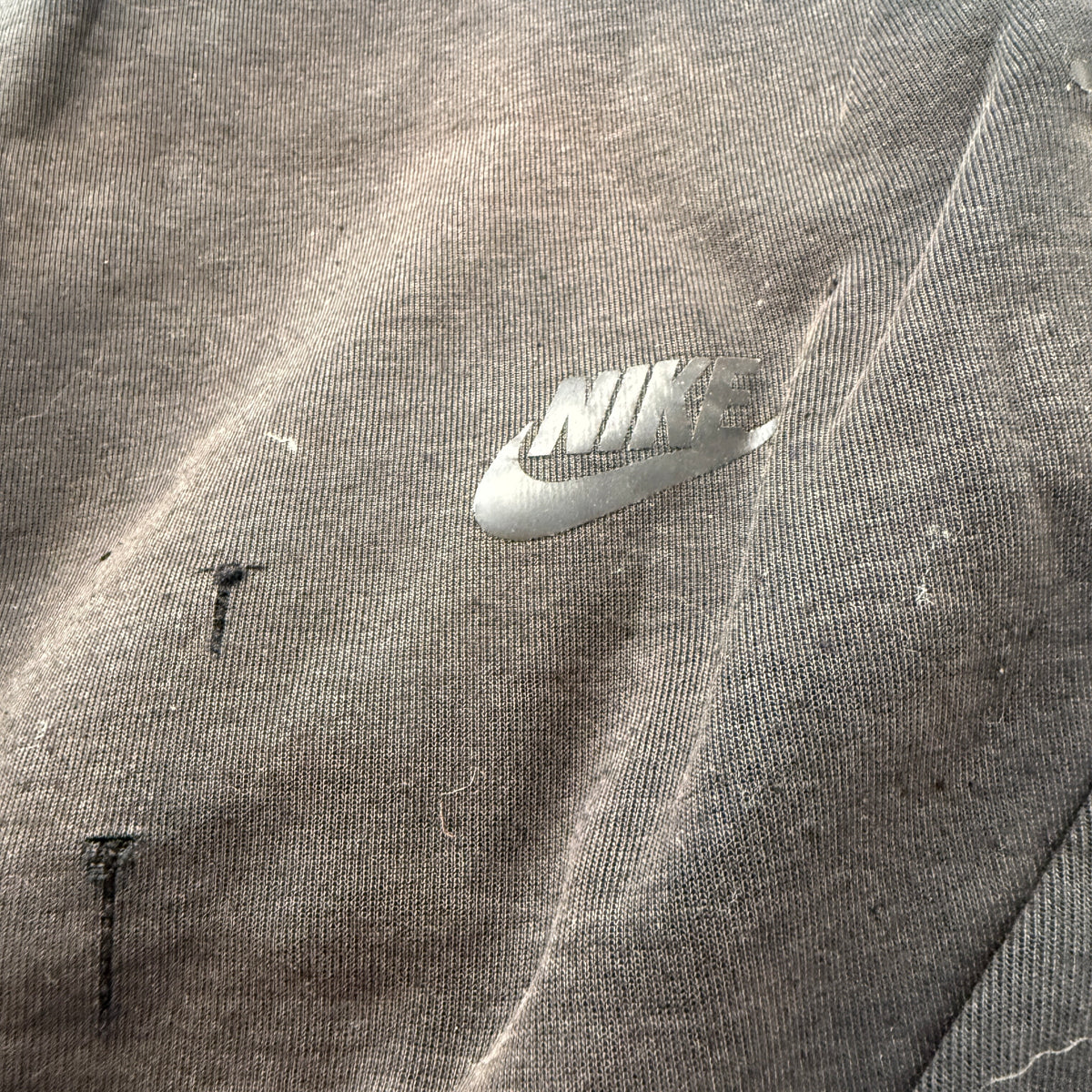Nike Men's Black Fleece Sweatpants Drawstring Pockets Distressed Washed Size L