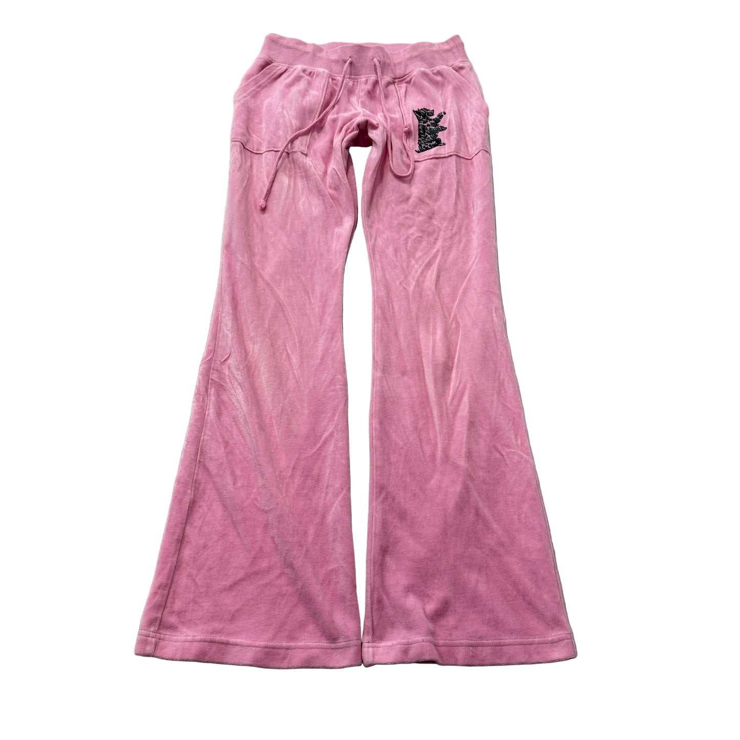 Juicy Couture Women's Light Pink Velour Track Pants Drawstring Dog Logo Size M