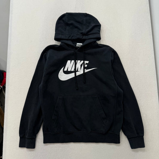 Nike Logo Pullover Hoodie Front Swoosh Graphic Streetwear Sweatshirt Size M