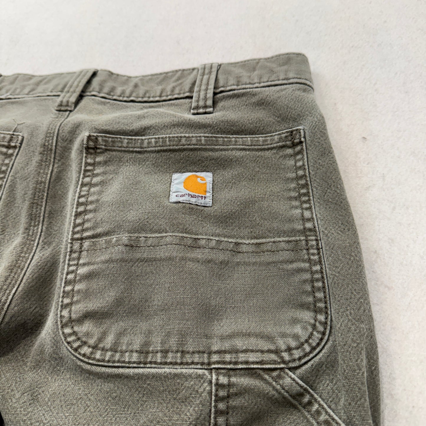 Carhartt Men's Olive Carpenter Pants Pockets Zip-Fly Classic Workwear Size 32x36