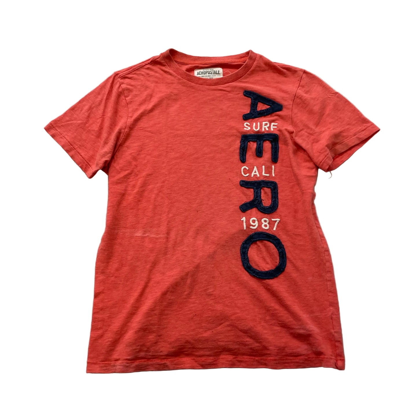 Aeropostale Surf Cali 1987 Men's Orange Cotton T-Shirt Applique Logo Tee Size M