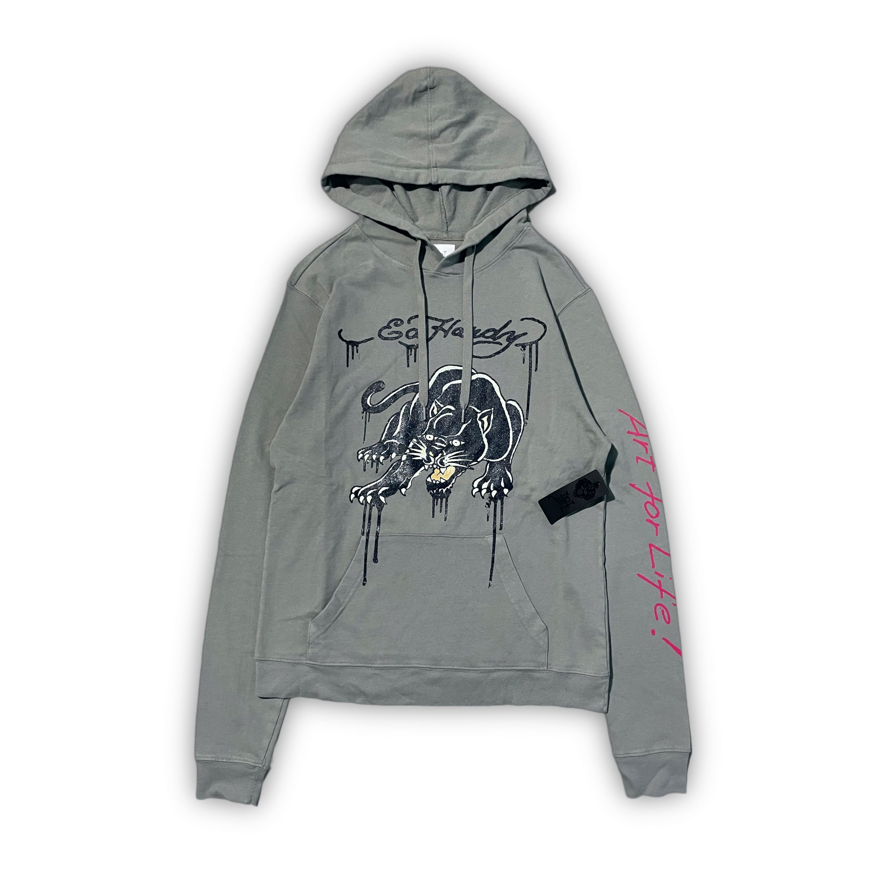 Ed Hardy “Crouching Panther” Grey Glitter Hoodie
