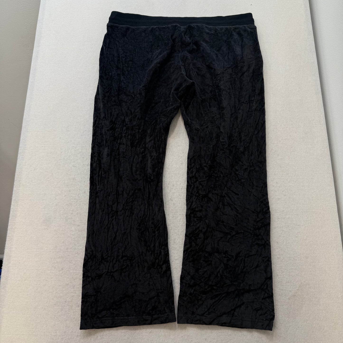 Vintage Juicy Couture Women's Black Velour Flared Wide Leg Track Pants Size L
