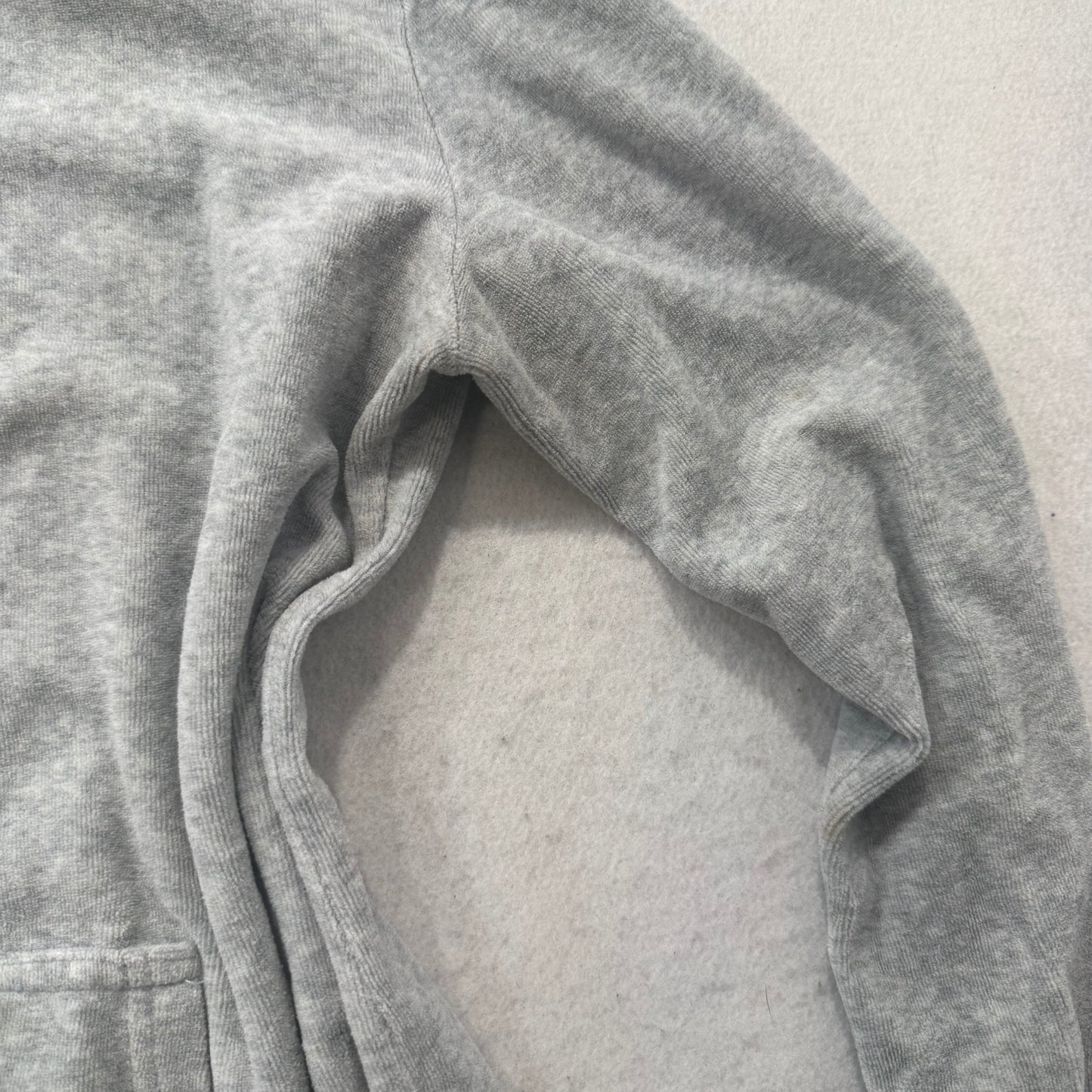 Juicy Couture Gray Velour Tracksuit Set Zip Up Hoodie & Flared Pants Y2K Size S