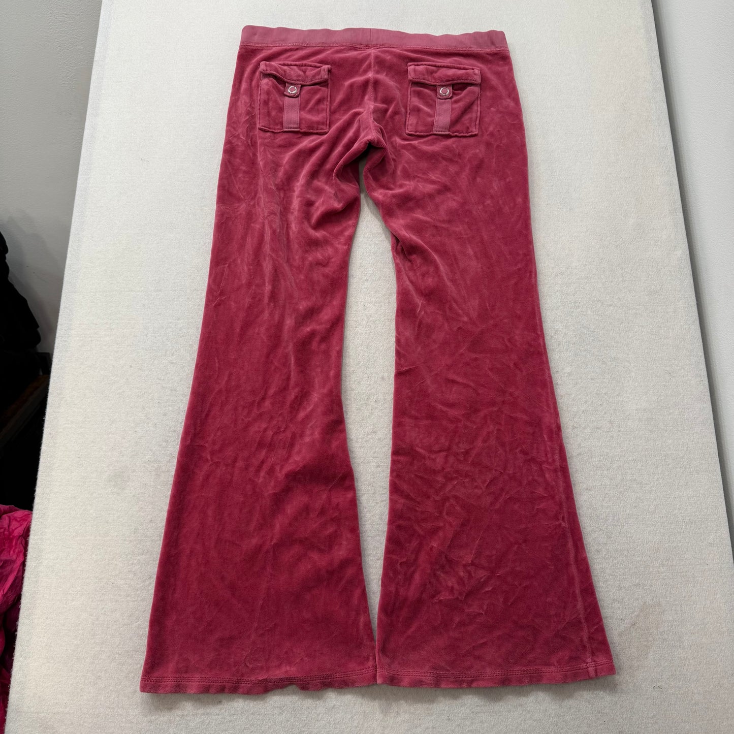 Juicy Couture Deep Rose Velour Tracksuit Set Zip Up Hoodie & Flared Pant Size M