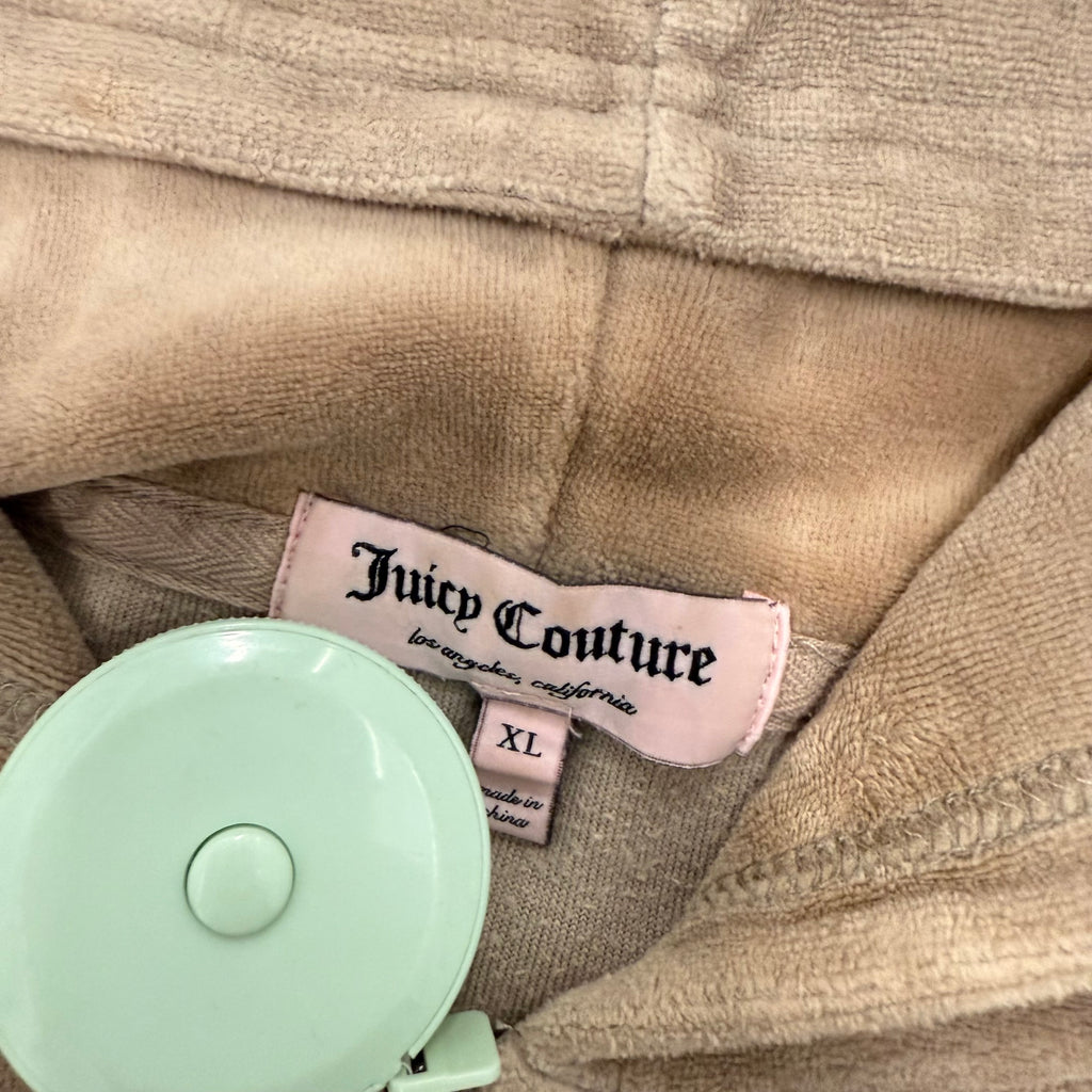 Sandy Brown Velour Juicy Couture Hoodie w/ RARE RHINESTONE DESIGN SIZE XL