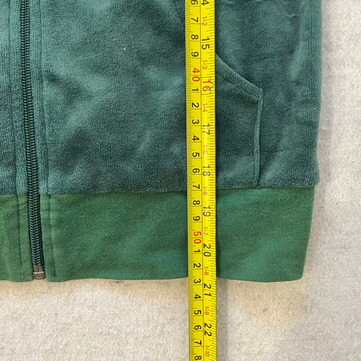 Vintage Juicy Couture Women Emerald Green Velour Zip-Up Hoodie Loungewear Size S