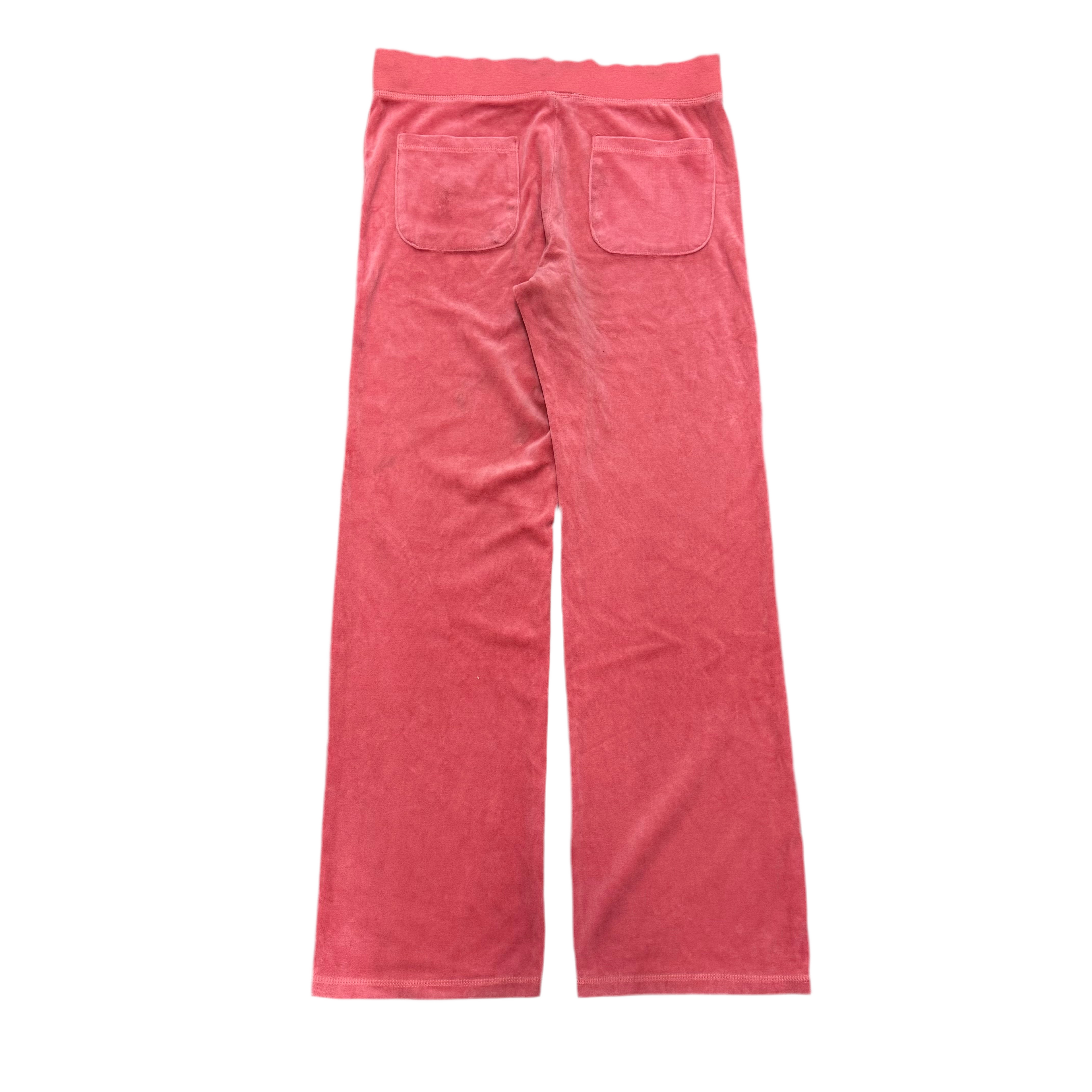 Rose Pink VINTAGE Velour Juicy Couture Wide-Leg Double Back Pocket Pants SIZE M