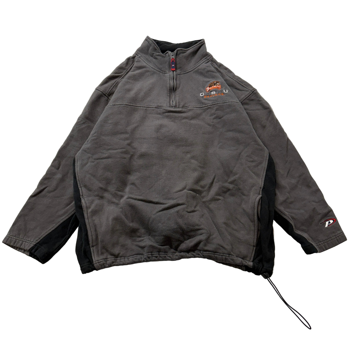Vintage Pro Player Beavers OSU Men Grey Fleece Quarter Zip Pullover Jacket - 2XL