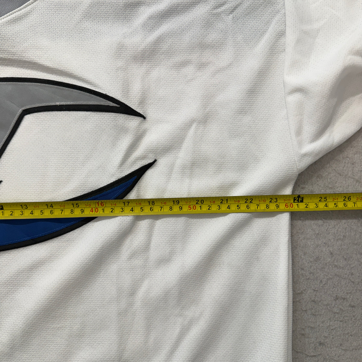 Athletic Knit White Blue Hockey Jersey Size L photo 5