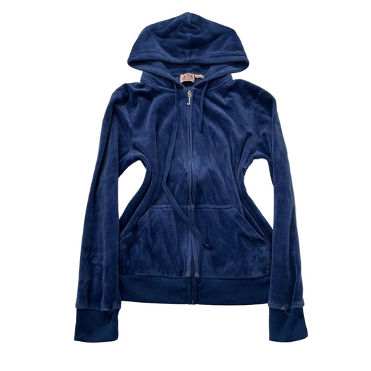 Juicy Couture Women's Regal Blue Velour Full Zip Hoodie Loungewear Preppy Size M