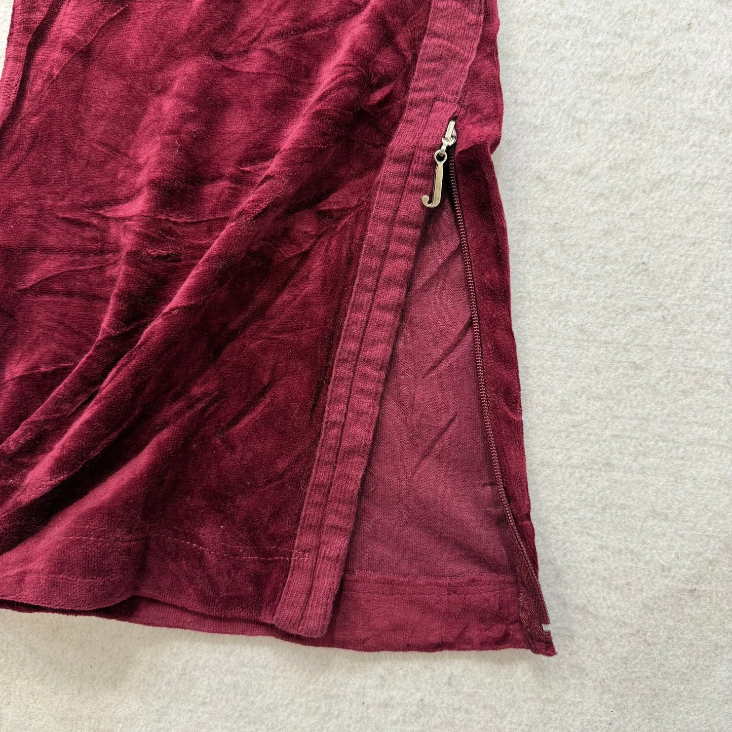2003 Juicy Couture Women's Burgundy Velour Flared Track Pants Zipper Hem Size S