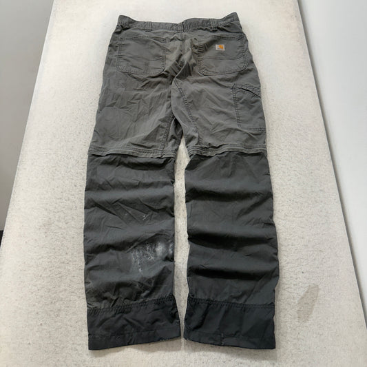 Carhartt Relaxed Fit Convertible Pants Men's Gray Ripstop Zip Off Size 36x34 photo 2