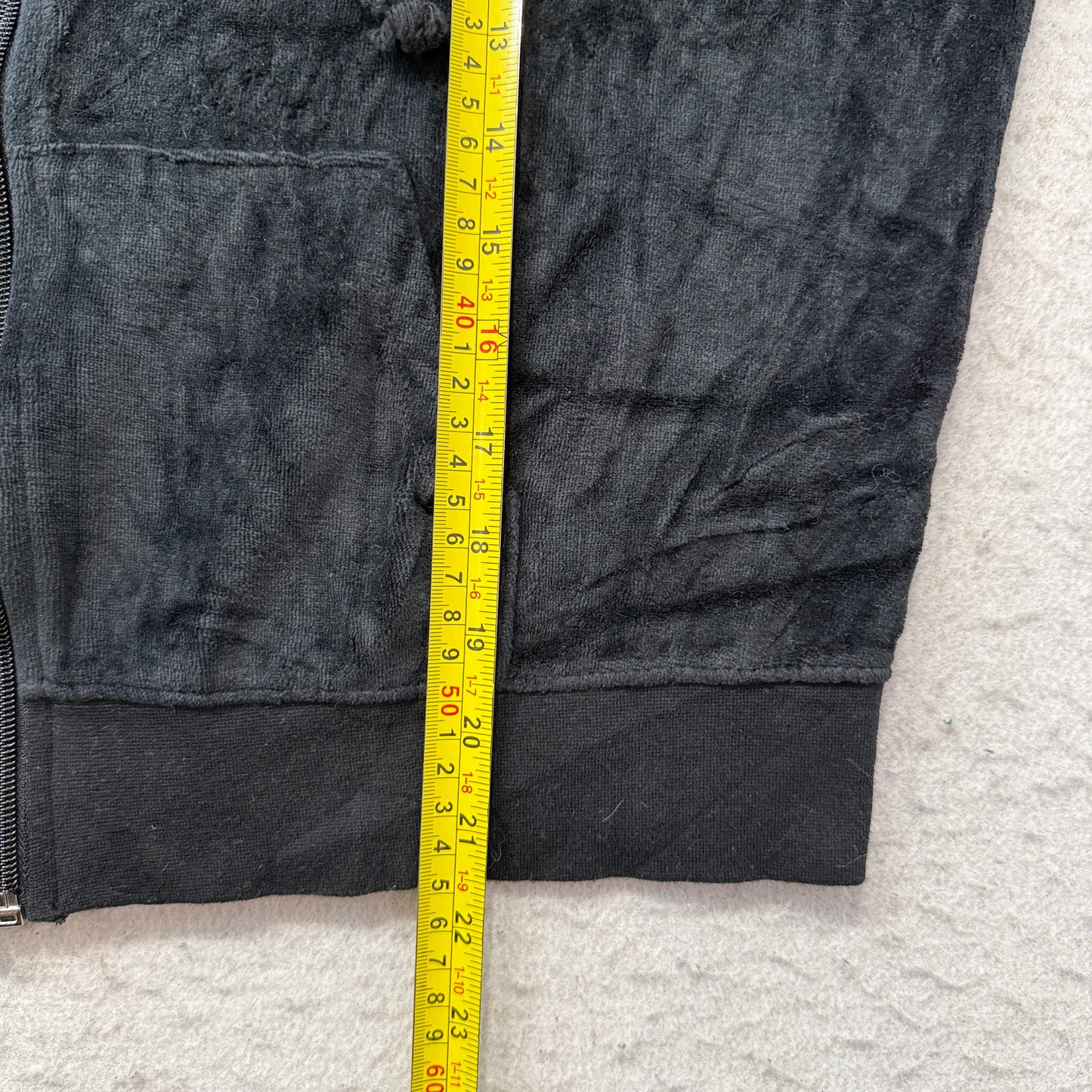 Juicy Couture Women's Black Velour Zip-Up Hoodie Pockets Drawstring Y2K Size XL