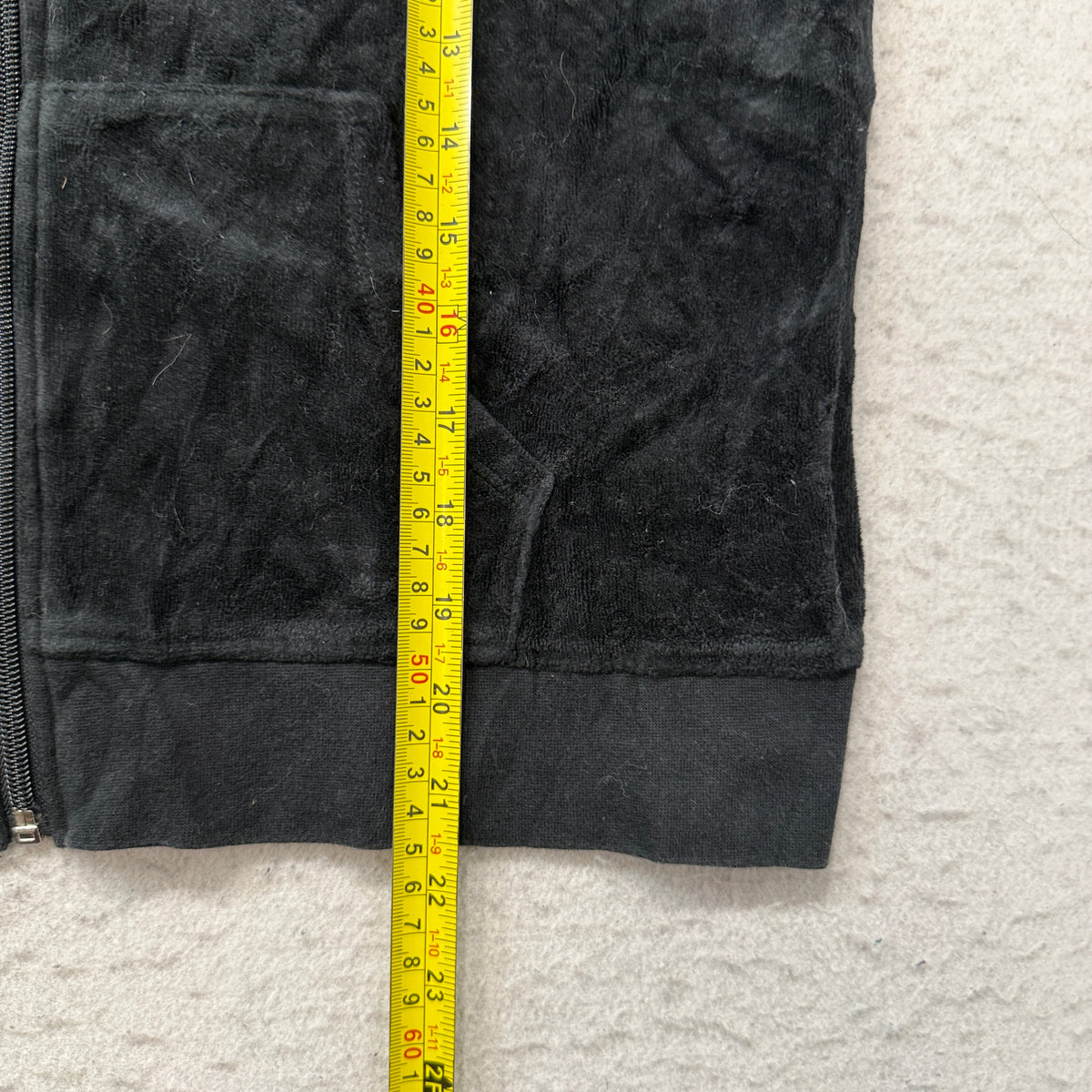 Juicy Couture Women's Black Velour Zip-Up Hoodie Pockets Drawstring Y2K Size M