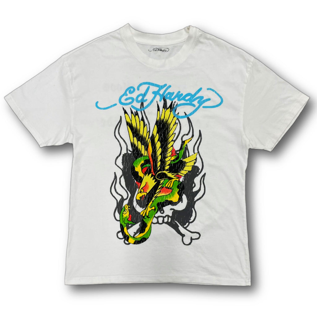 ED HARDY “Eagle Snake” WHITE OVERSIZED T SHIRT