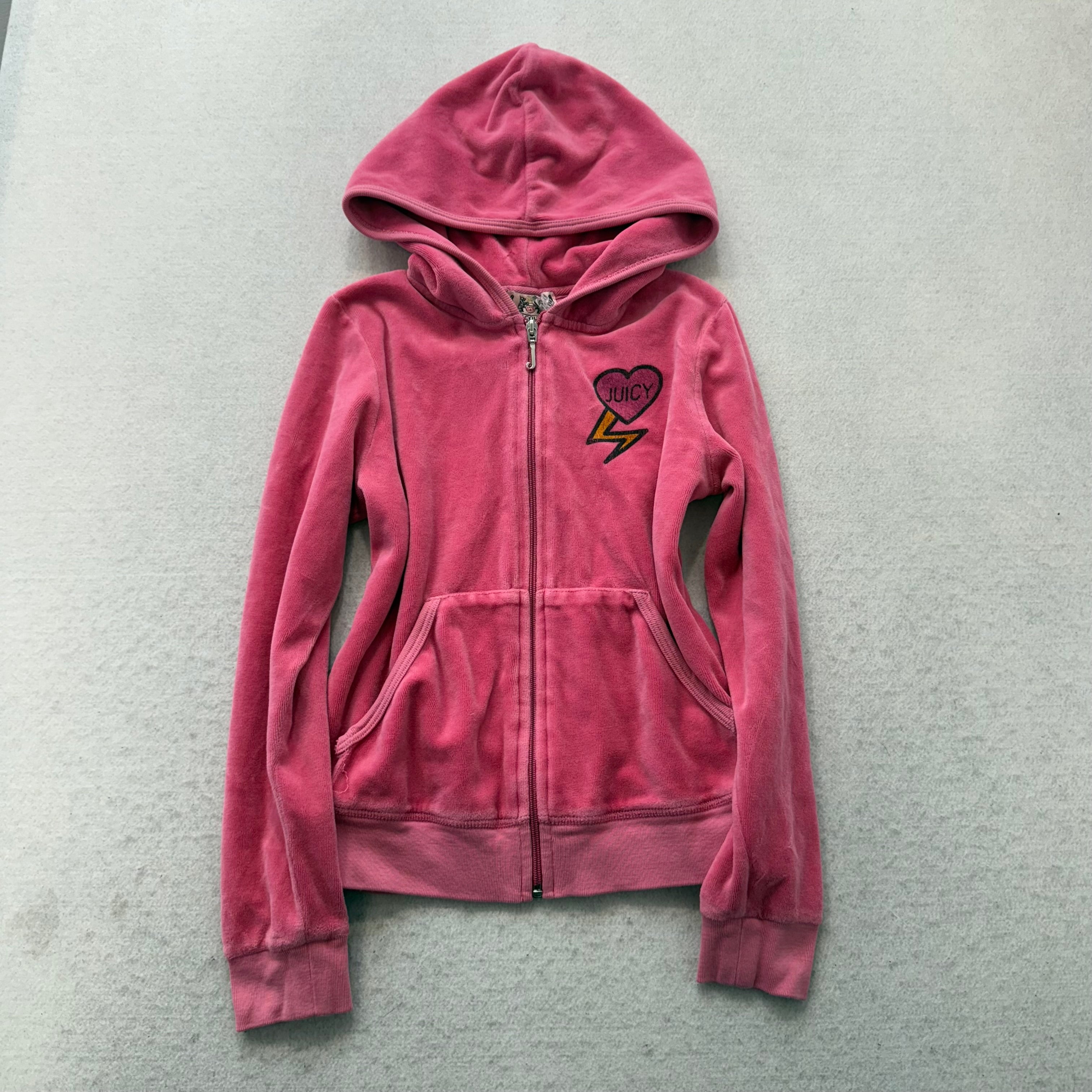 2003 Juicy Couture “Couture Struck” Pink Tracksuit Set Hoodie & Pant Y2k Size 10