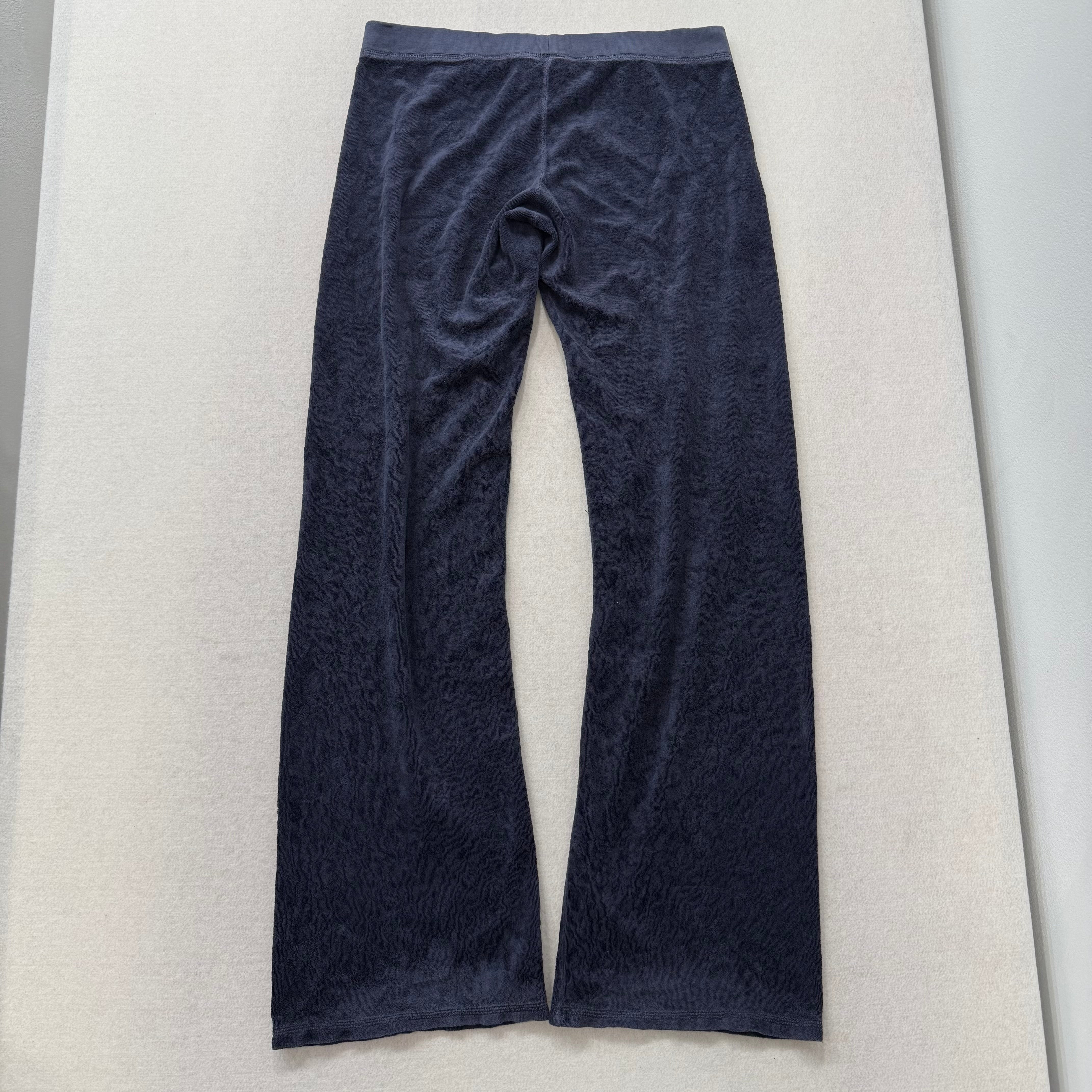 Vintage Juicy Couture Navy Blue Drawstring Flare Terry Cloth Pants Size S