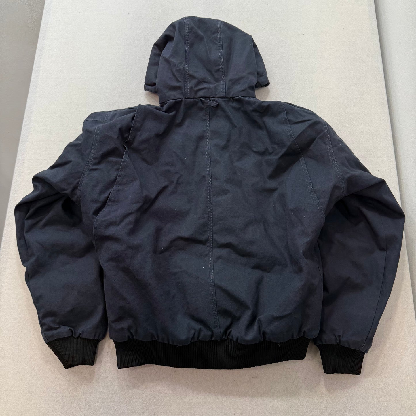 Berne Men's Navy Blue Canvas Full Zip Jacket Workwear Slash Pocket Logo Size M