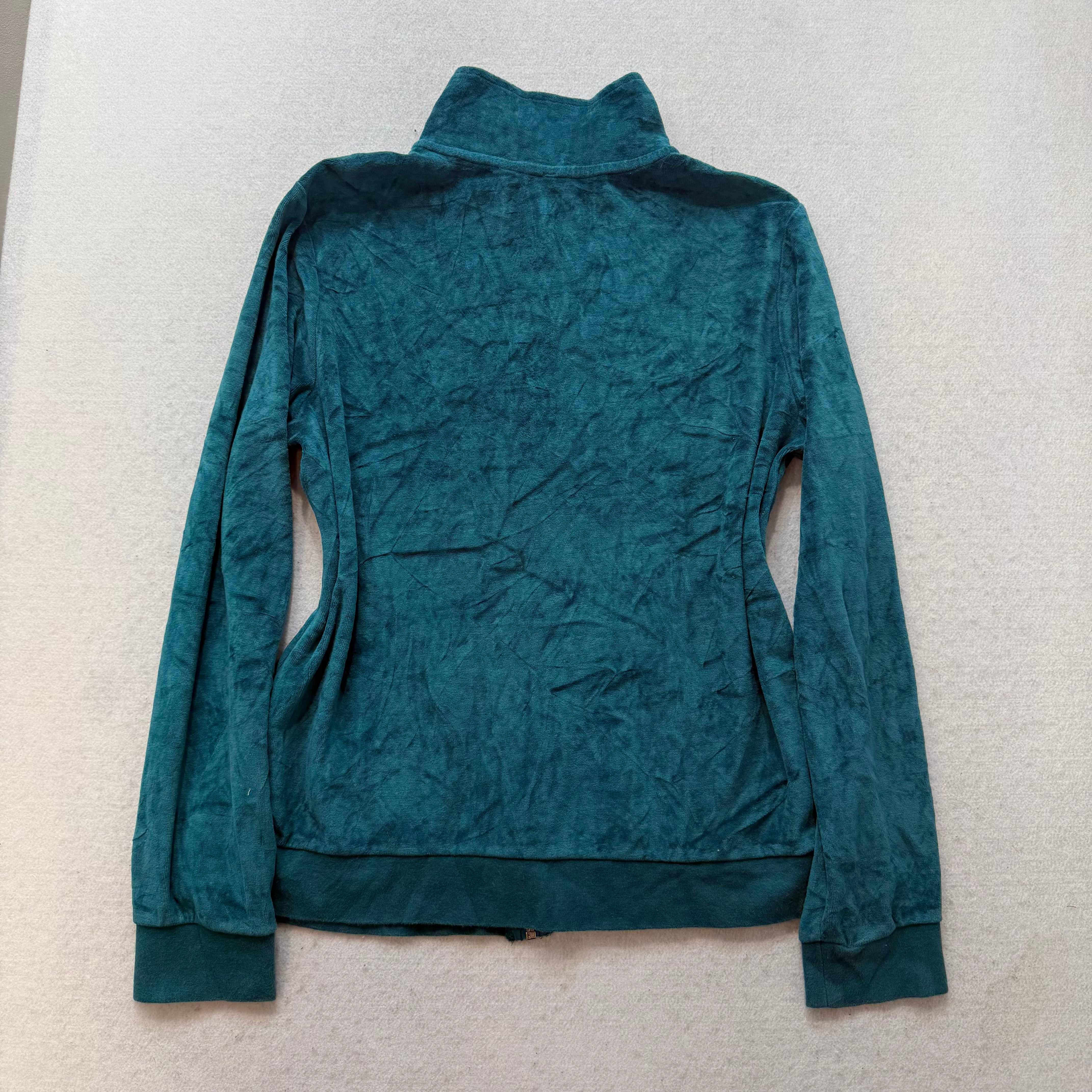 Juicy Couture Women's Teal Velour Full Zip Track Jacket Loungewear Y2k Size M