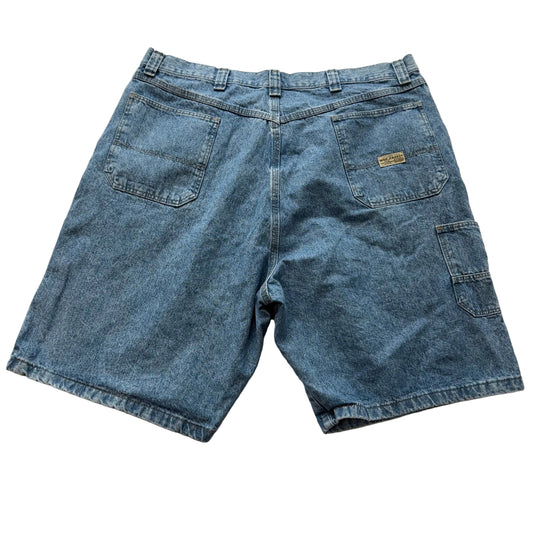 Wrangler Men's Blue Denim Straight Leg Carpenter Shorts Utility Pockets Size 40