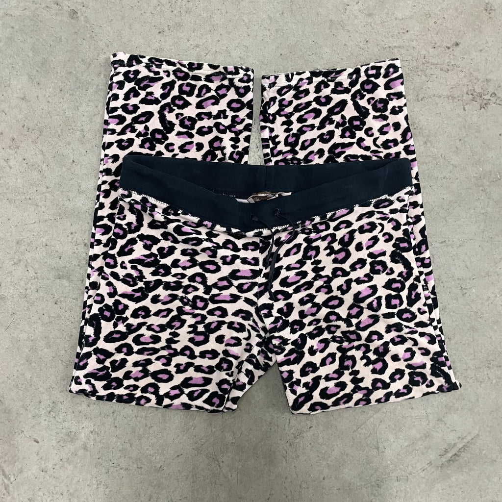 Vintage Juicy Couture Purple Leopard Print Velour Flared Pants Size M