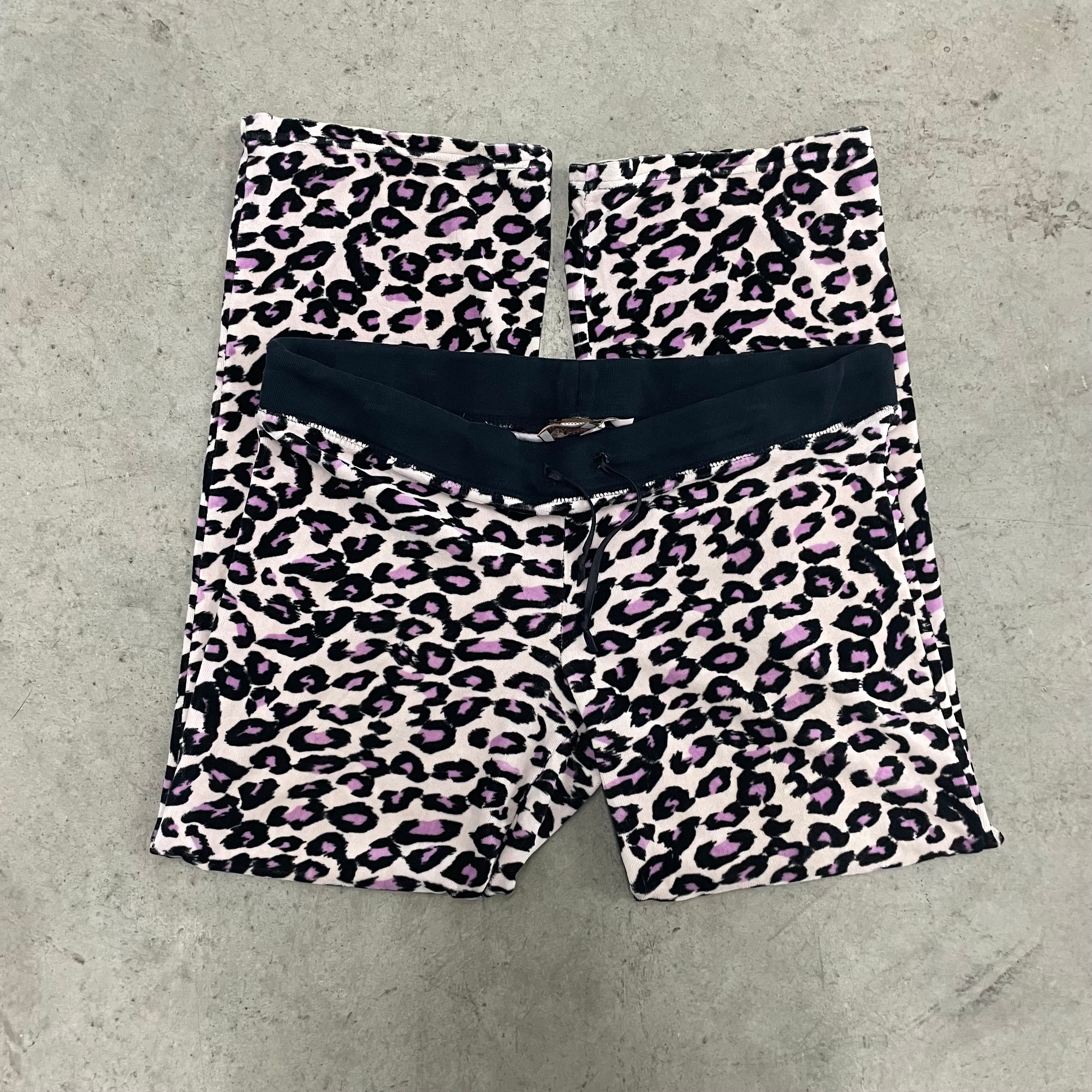 Vintage Juicy Couture Purple Leopard Print Velour Flared Pants Size M