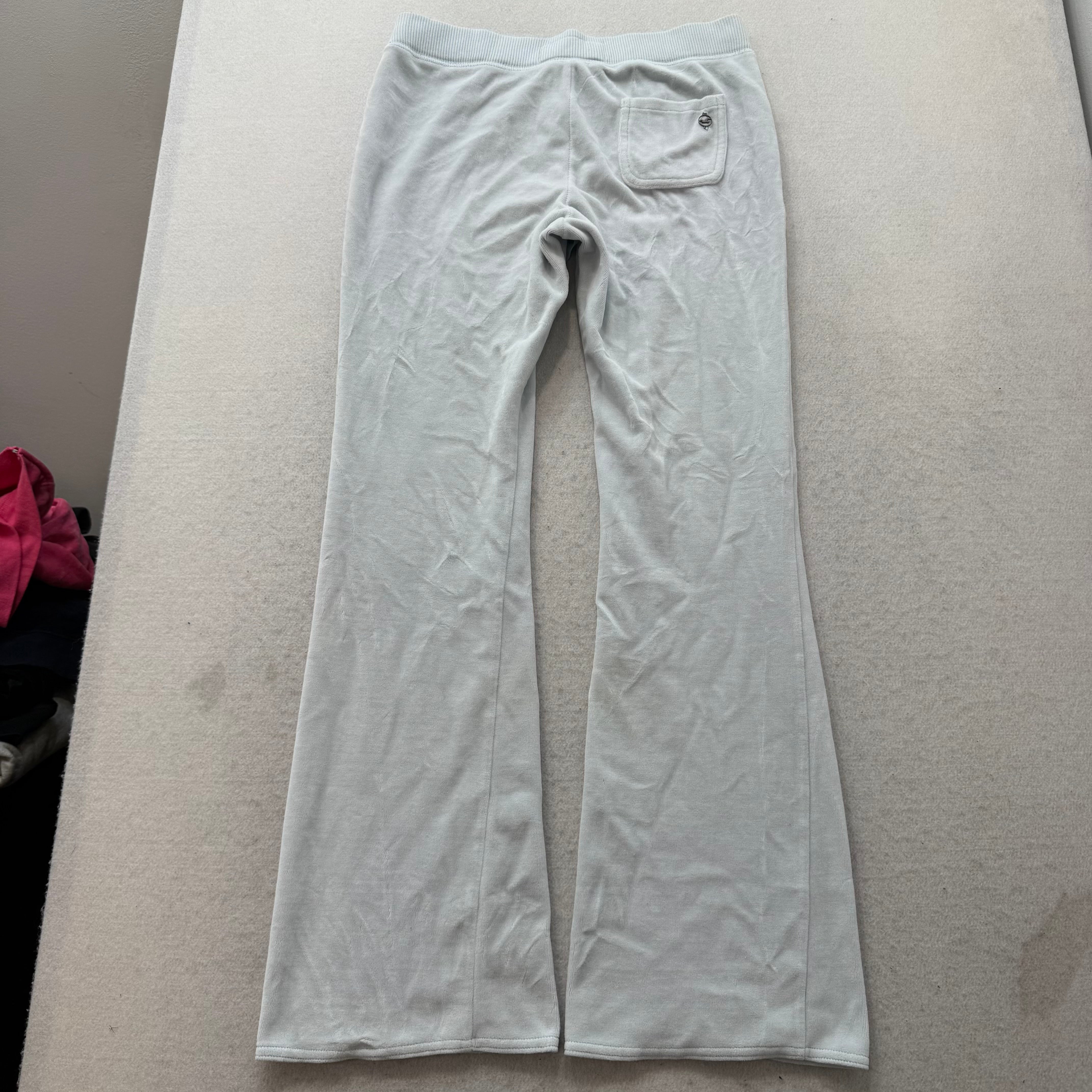 Hollister Women's Ice Blue Velour Flared Track Pant Loungewear Low Rise Size M