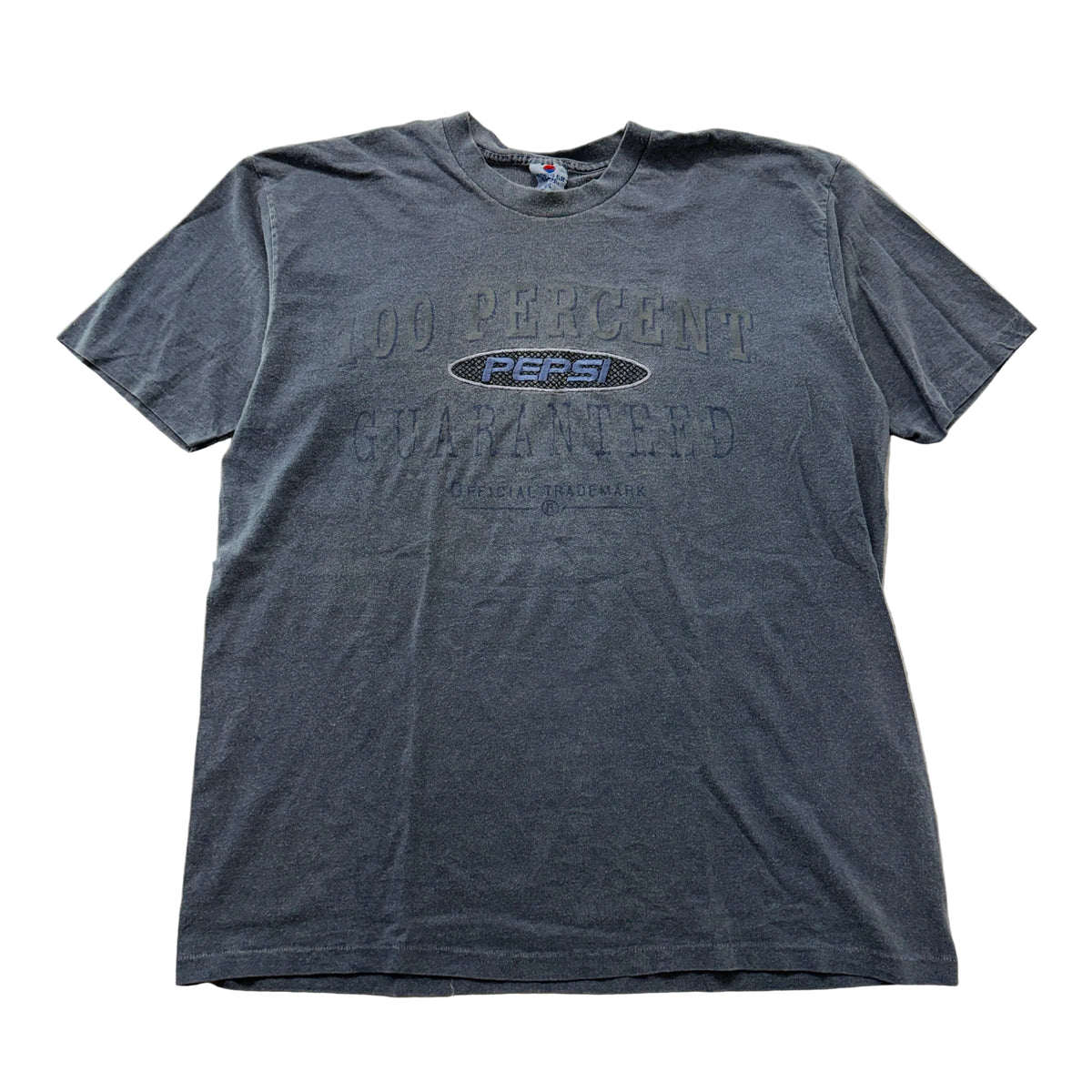 Vintage Pepsi 100 Percent Guaranteed graphic tee front heather gray