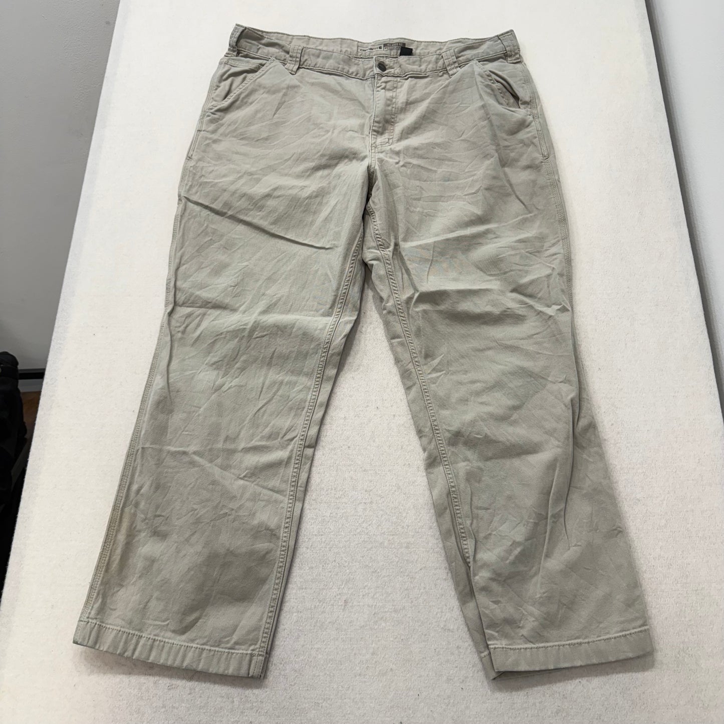 Carhartt Men Pale Slate Cotton Relaxed Fit Carpenter Pants Tool Pockets Waist 40