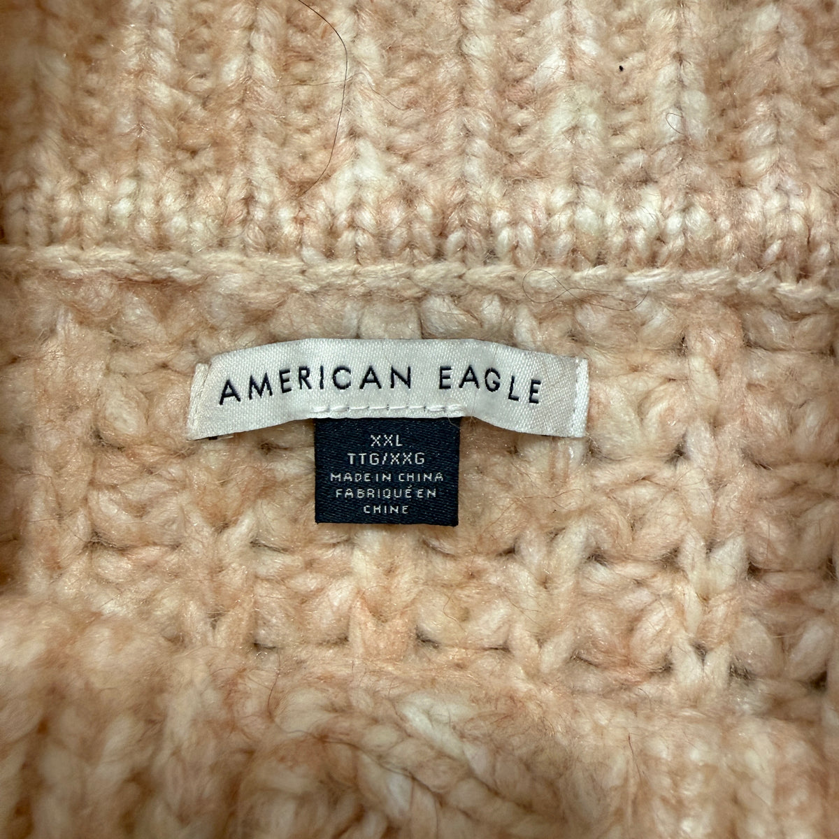 American Eagle Pink Chunky Cable Knit Henley Sweater Size XXL photo 3