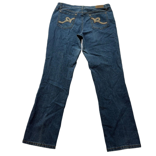 Rocawear Women's Dark Wash Blue Denim Bootcut Jeans 5-Pockets Design Y2K Size 18