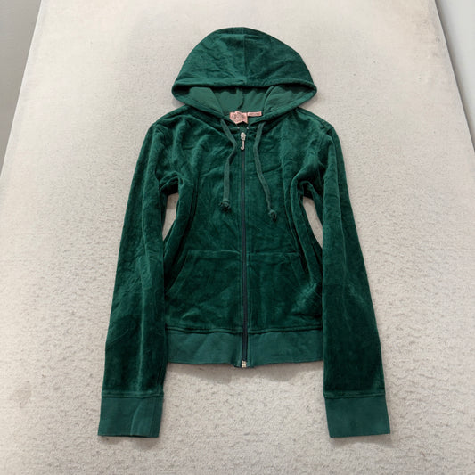 Vintage Juicy Couture Cupcake Couture Women's Green Velour Zip-Up Hoodie Size S