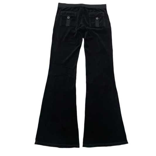 Black VINTAGE Juicy Couture Flared Pants w/ RARE BACK SNAP POCKETS SIZE S