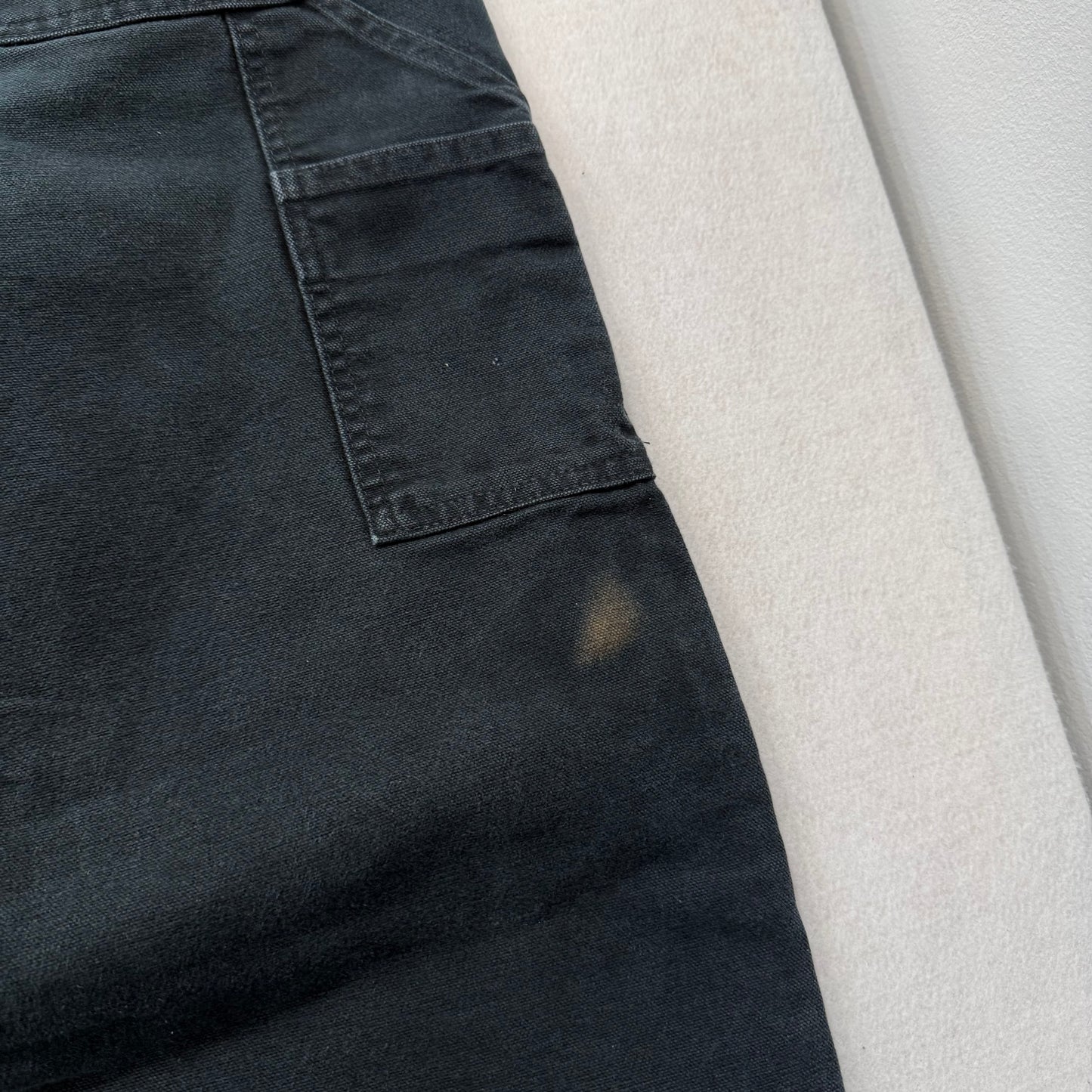 Carhartt Men's Black Washed-Duck Double Knee Work Pants Dungaree Fit Size 38