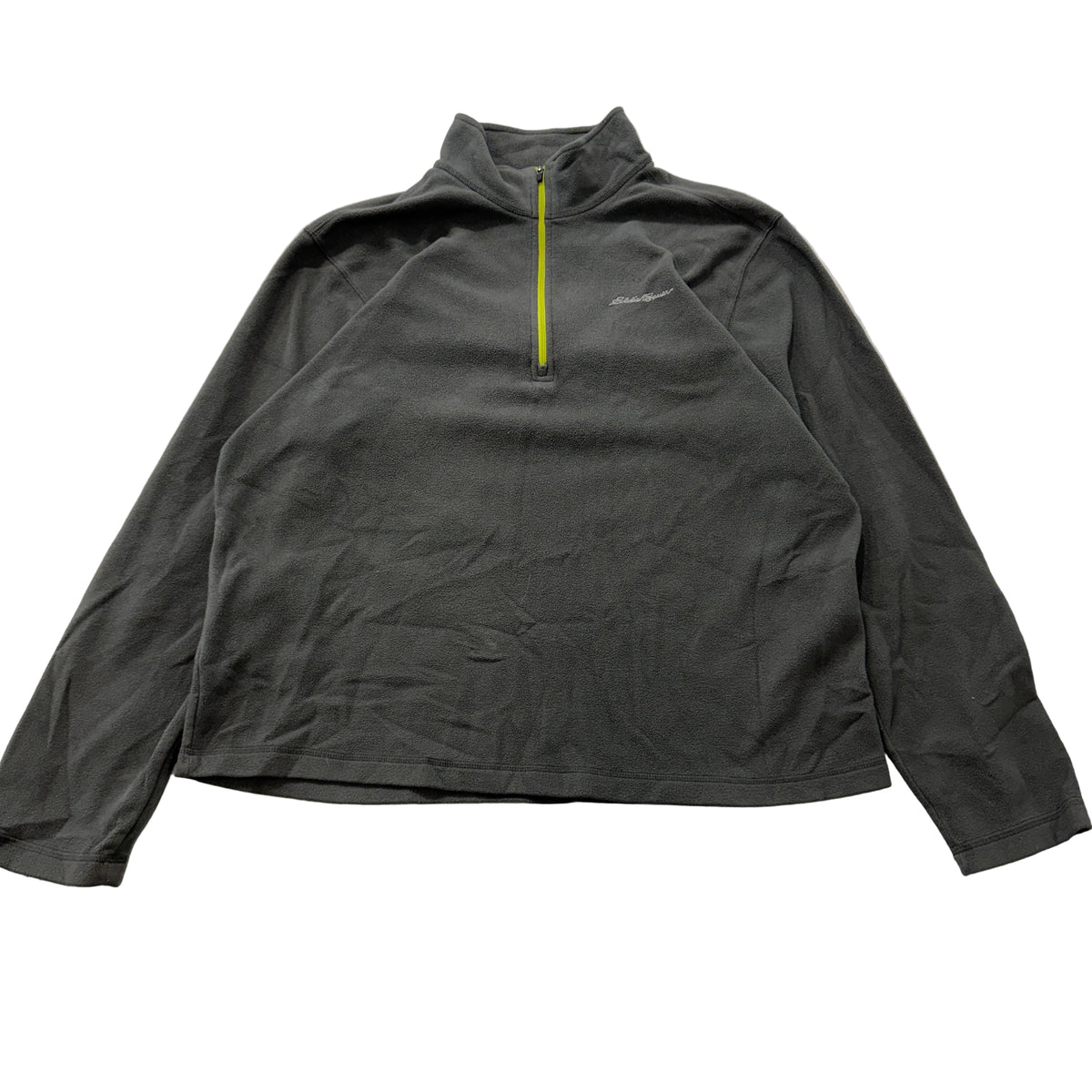 Eddie Bauer Men's Charcoal Grey Quarter Zip Sweatshirt Classic Logo Y2K Size L