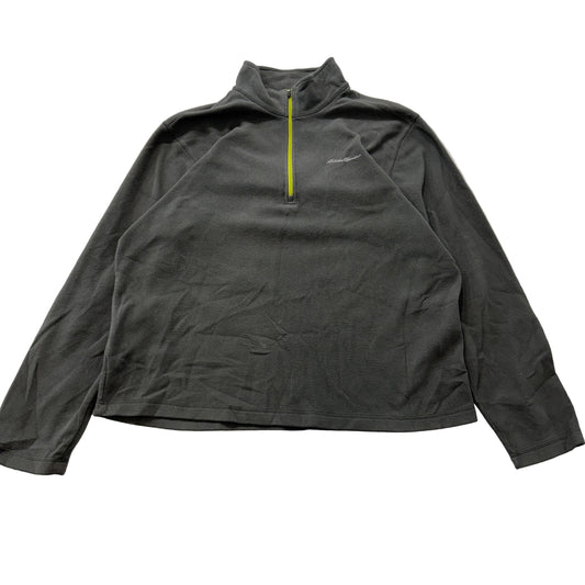 Eddie Bauer Men's Charcoal Grey Quarter Zip Sweatshirt Classic Logo Y2K Size L
