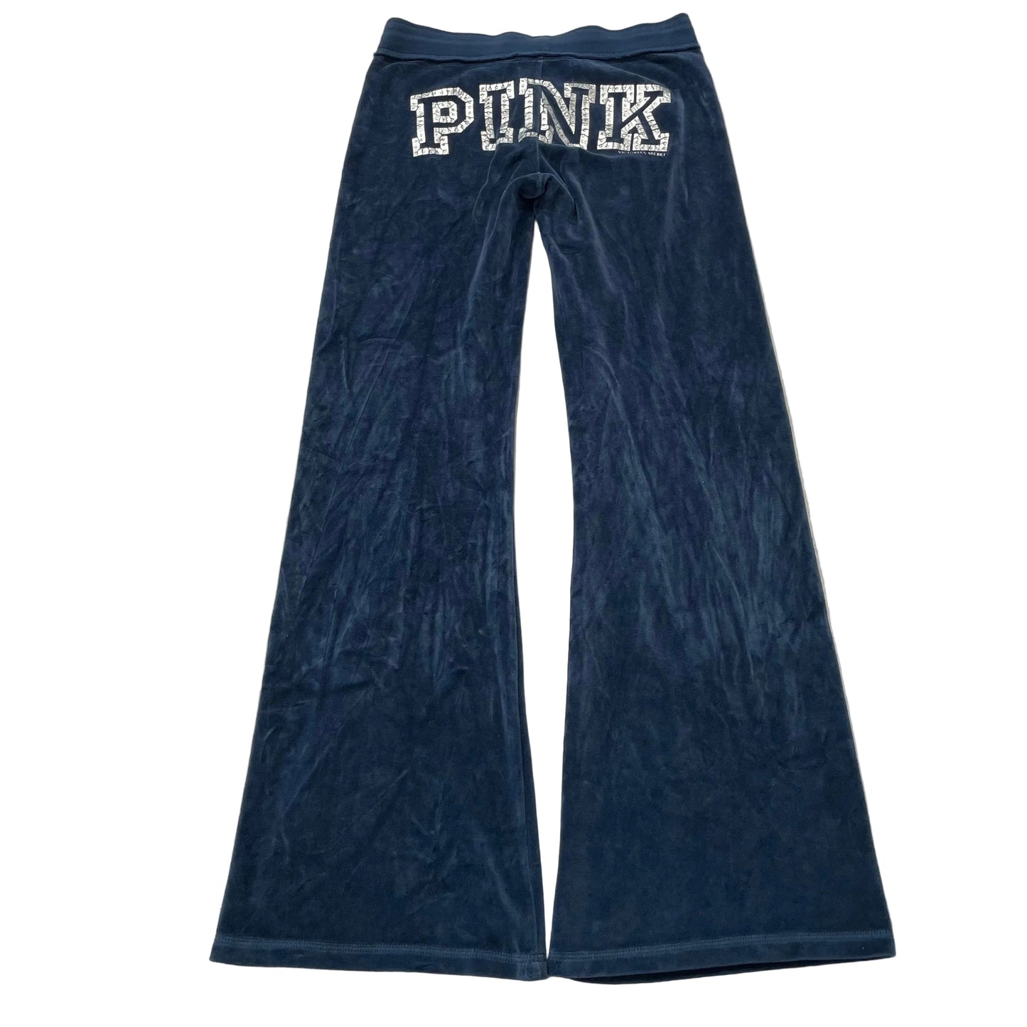 PINK Victoria's Secret Women's Navy Velour Flare Track Pant Graphic Logo Size XS