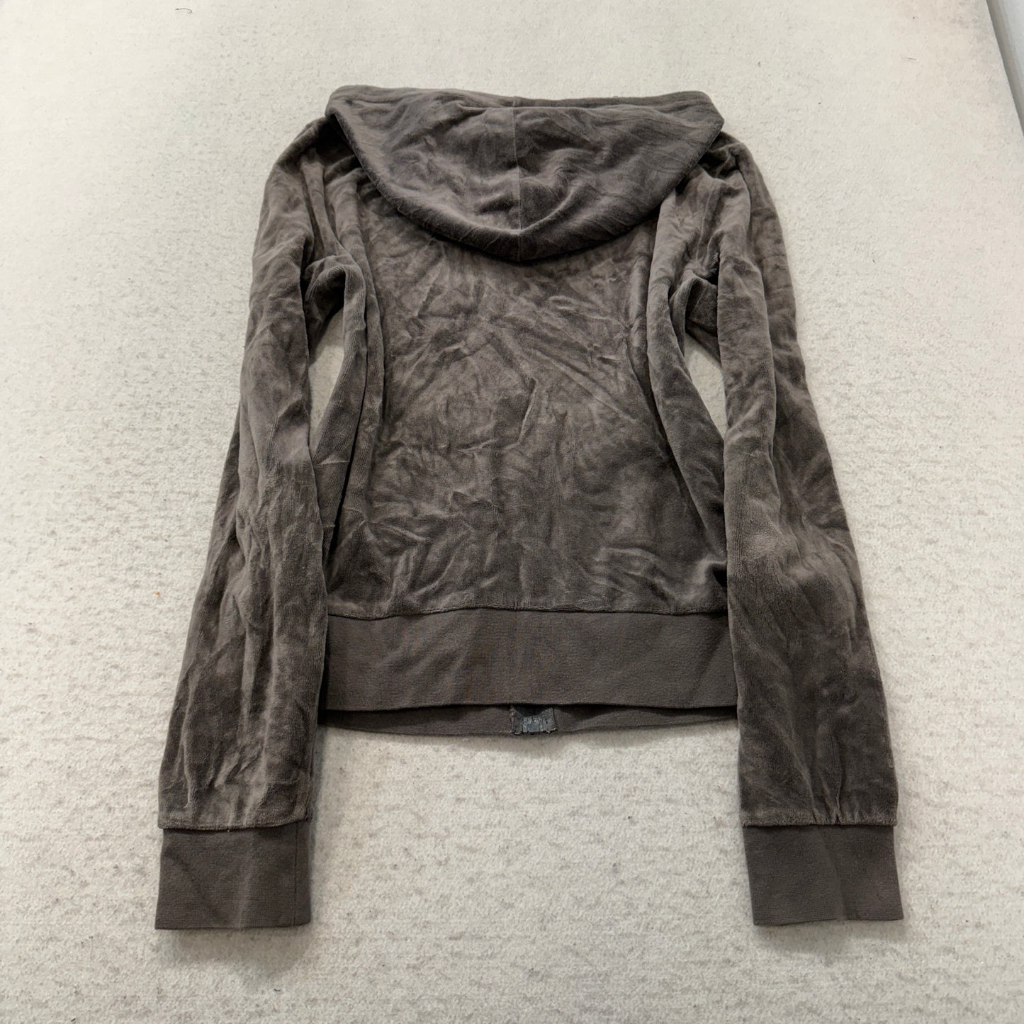 Juicy Couture Women's Charcoal Gray Velour Zip-Up Hoodie Loungewear Y2K Size M