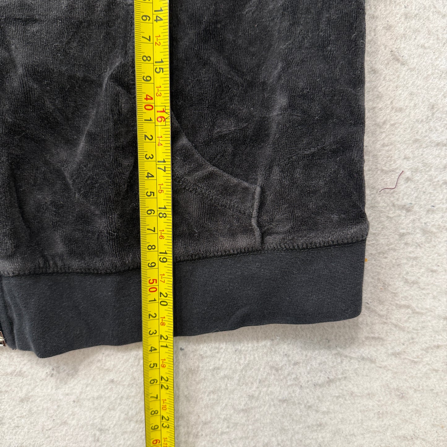 Vintage Juicy Couture Women's Black Velour Zip-Up Track Jacket Pockets Size L