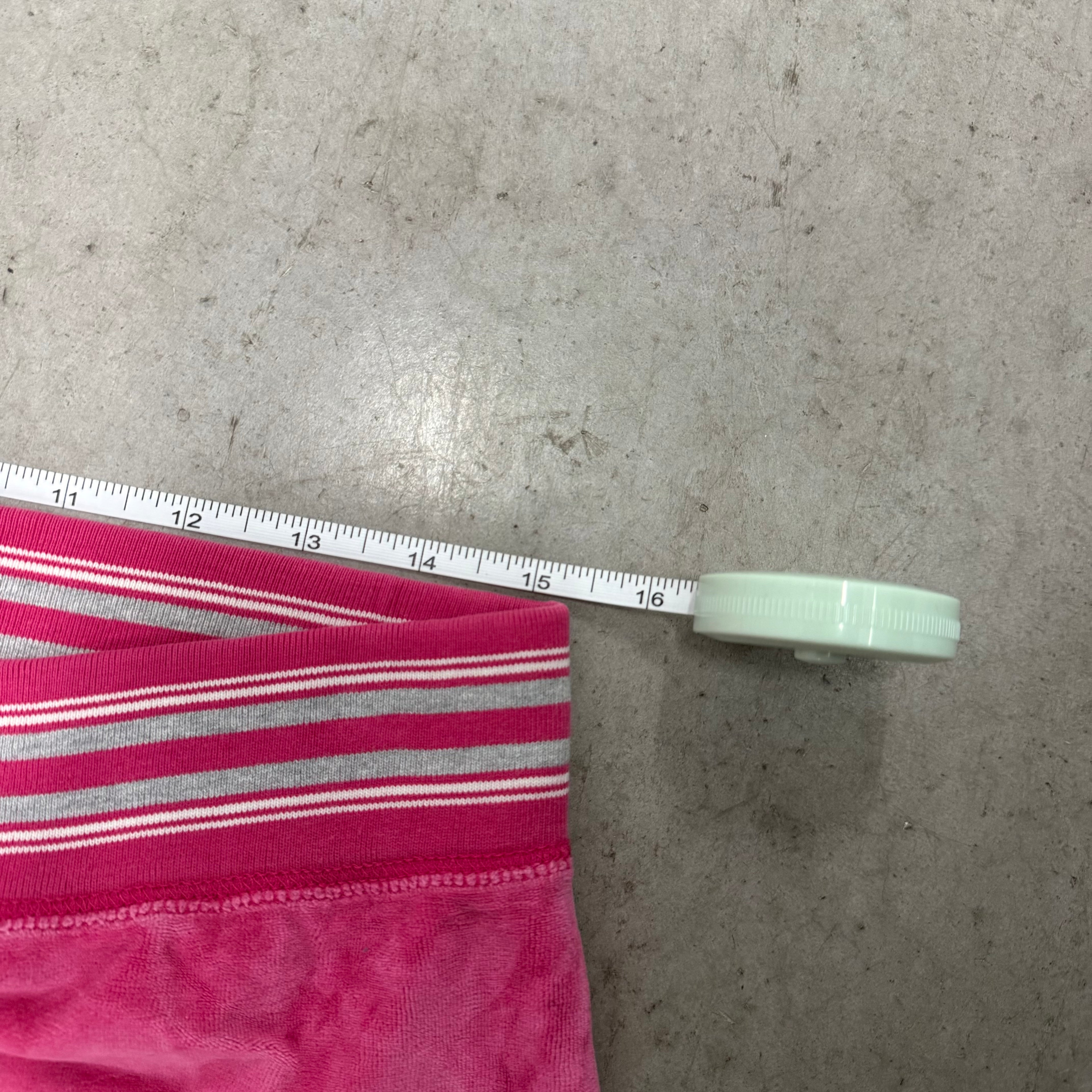 Pink VINTAGE Velour Juicy Couture Flared Pants w/ Rare Unique Waist Band SIZE M