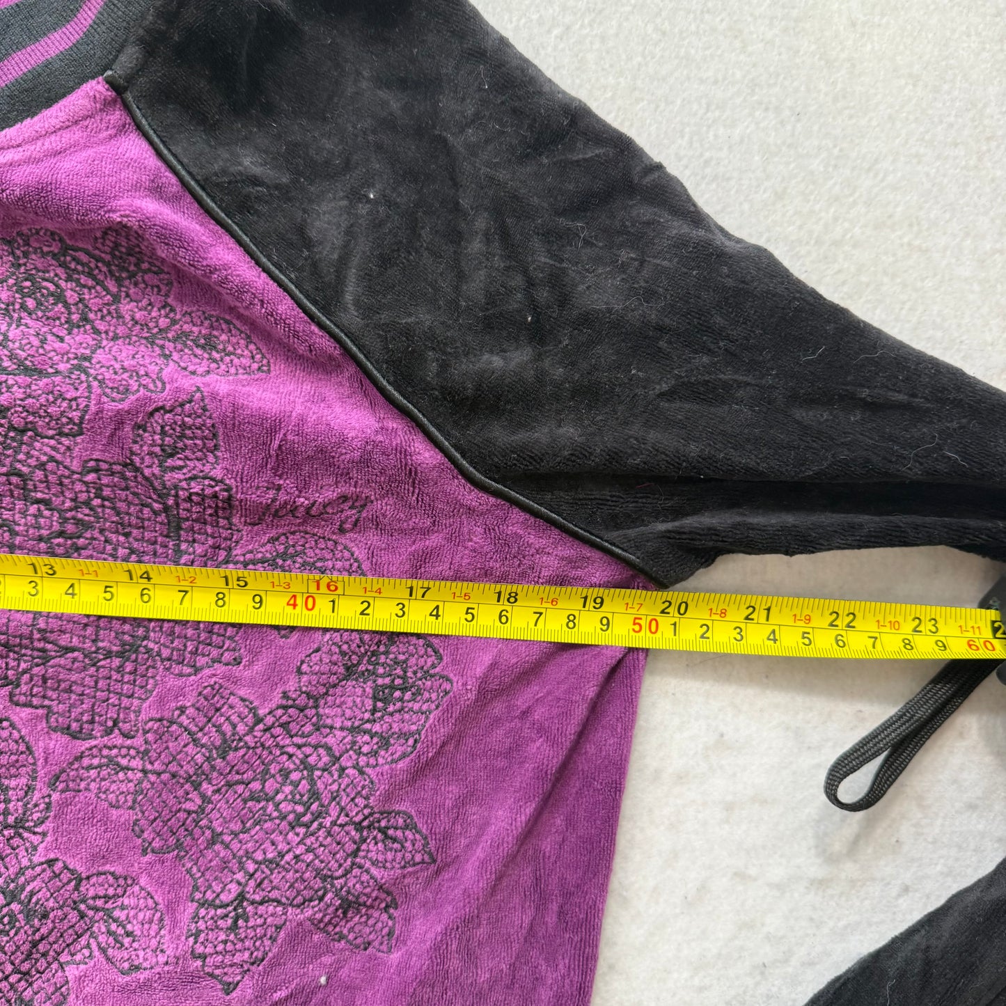 Juicy Couture Plum Black Velour Tracksuit Set Zip Up Hoodie & Flared Pant Size S