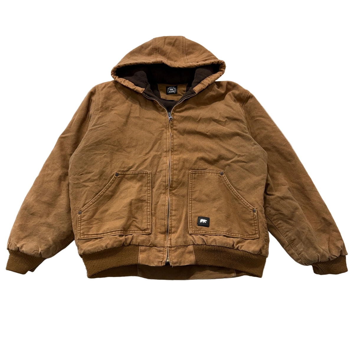 Polar King Duck Canvas Hooded Work Jacket Men's Brown Insulated Size L photo 1