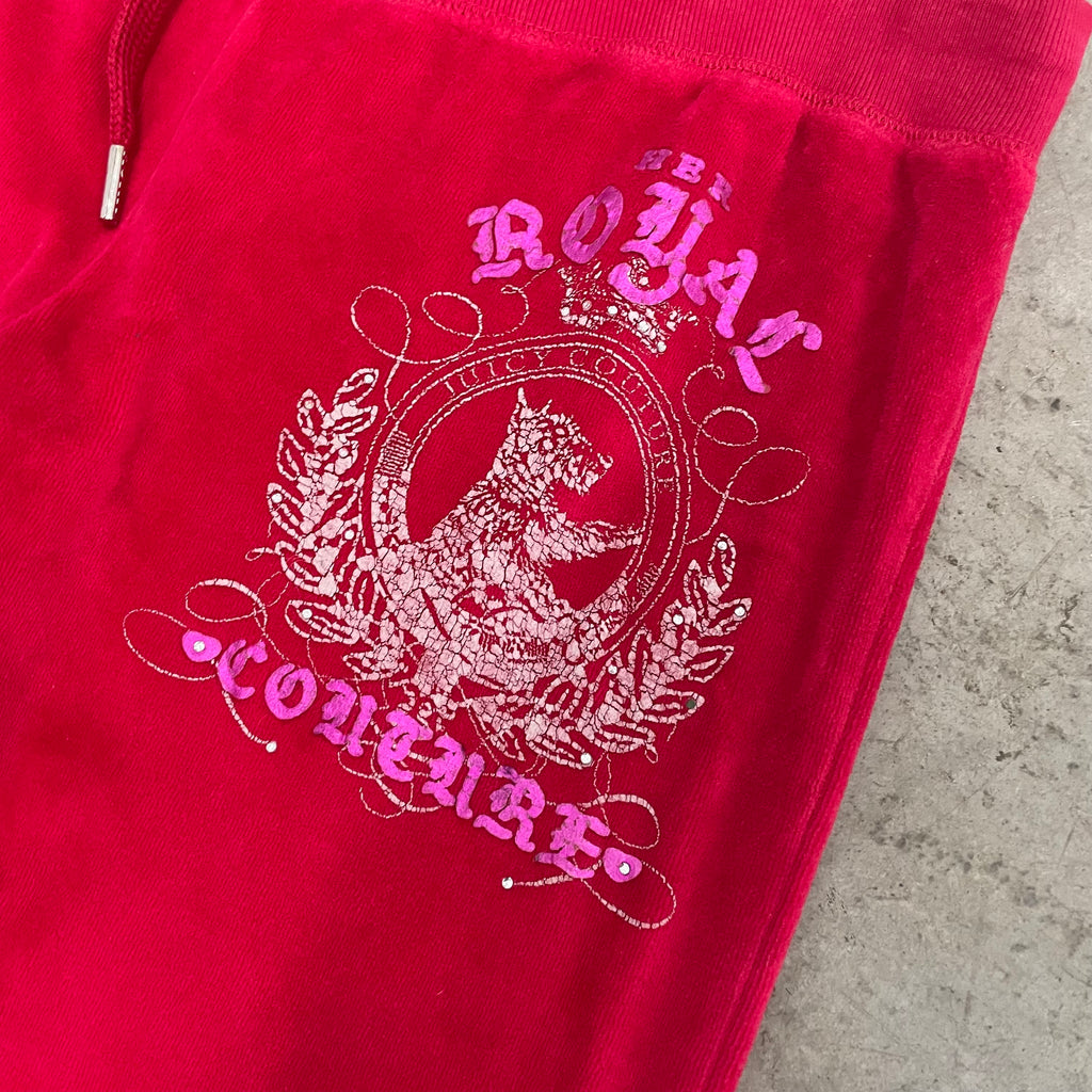 Vintage Juicy Couture “Royal Couture” Red Velour Pants Size M