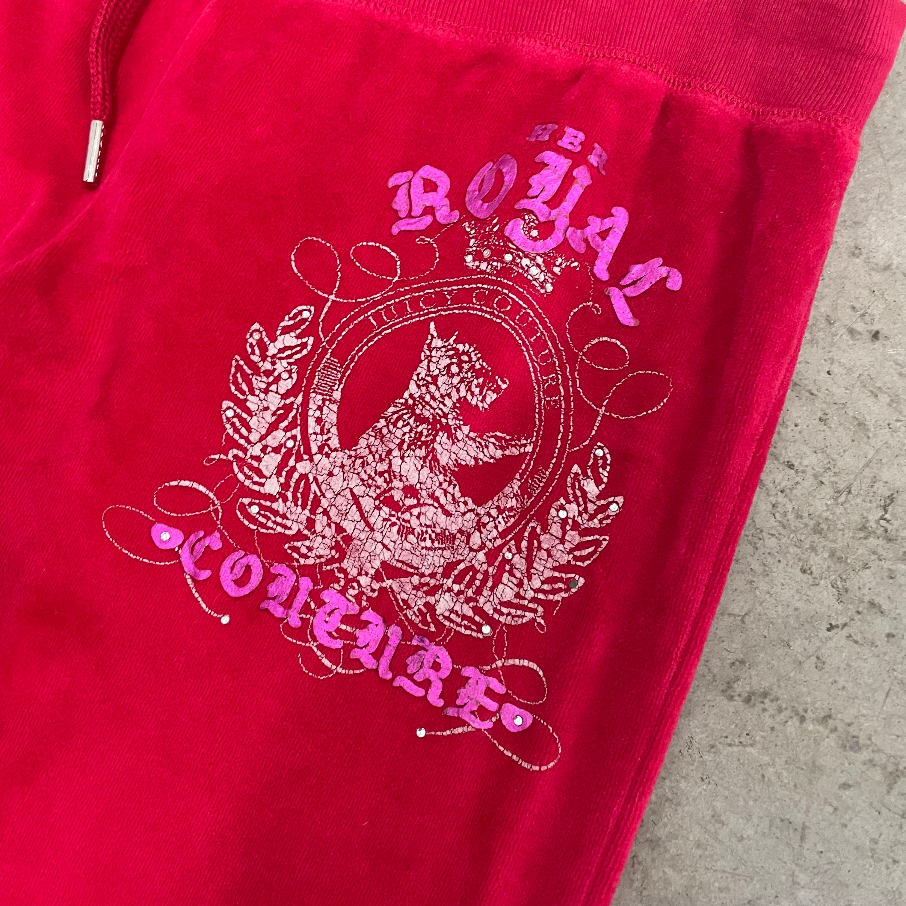 Vintage Juicy Couture “Royal Couture” Red Velour Pants Size M