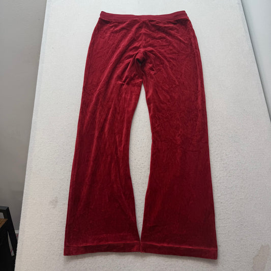 Juicy Couture Women's Wine Red Velour Flared Leg Track Pants Drawstring Size XL