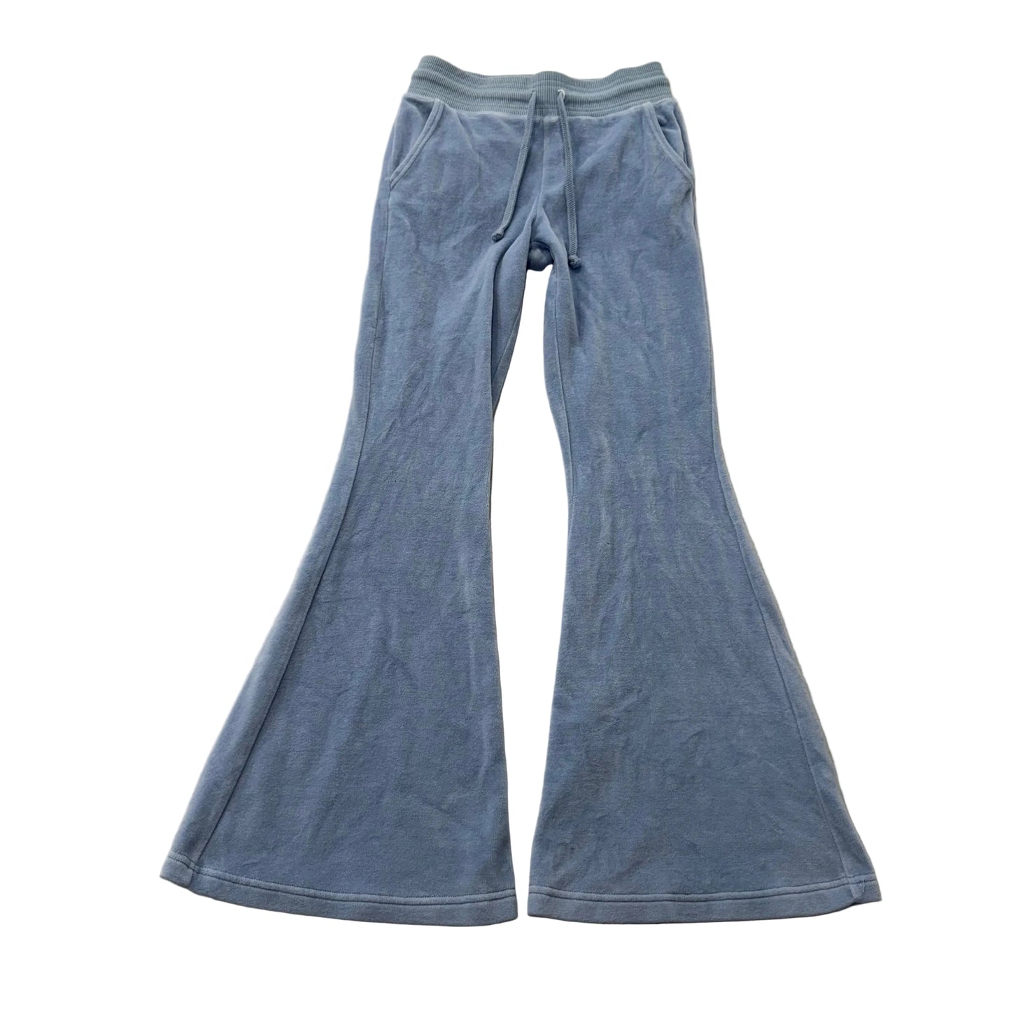 Vintage Juicy Couture Blue Velour Flare Track Pants Low Rise Loungewear Size S