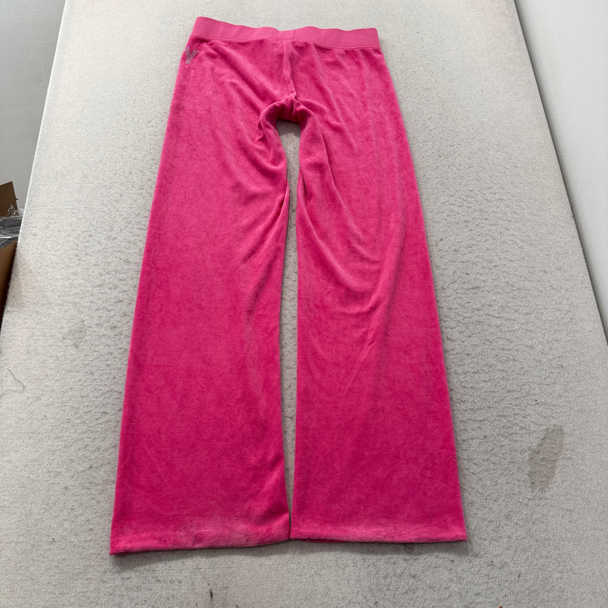 Juicy Couture Women's Pink Velour Flared Track Pants Rhinestone Logo Y2K Size S